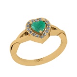 1.20 Ctw SI2/I1 Emerald And Diamond 14K Yellow Gold Twisted Engagement Ring
