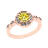 1.10 Ctw I2/I3 Treated Fancy Yellow And White Diamond 14K Rose Gold Ring