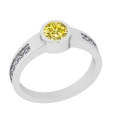 0.75 Ctw I2/I3 Treated Fancy Yellow And White Diamond 14K White Gold Ring