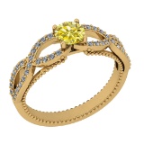 0.86 Ctw I2/I3 Treated Fancy Yellow And White Diamond 14K Yellow Gold Infinity Ring