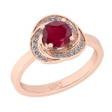 1.10 Ctw I2/I3 Ruby And Diamond 14K Rose Gold Ring