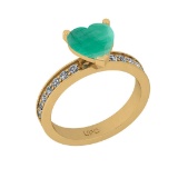 2.15 Ctw SI2/I1 Emerald And Diamond 14K Yellow Gold Ring