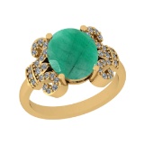 2.75 Ctw SI2/I1 Emerald And Diamond 14K Yellow Gold Engagement Ring