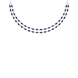 10.50 Ctw Blue sapphire 14K White Gold Double layer Necklace