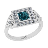 1.12 Ctw I2/I3 Treated Fancy Blue And White Diamond 10K White Gold Engagement Ring