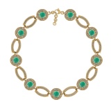 4.15 Ctw I2/I3 Emerald And Diamond 14K Yellow Gold Bracelet