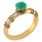 0.82 Ctw I2/I3 Emerald And Diamond 14K Yellow Gold Ring