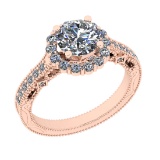1.80 Ctw SI2/I1 Diamond 14K Rose Gold Vintage Style Wedding Ring