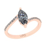 0.60 ctw GIA Certified Center StoneDiamond 14K Rose Gold Engagement Ring