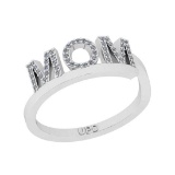 0.14 Ctw SI2/I1 Diamond 10K White Gold Special Moms Ring