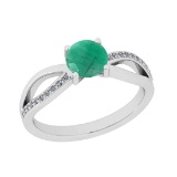 1.37 Ctw SI2/I1 Emerald And Diamond 14K White Gold Ring