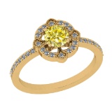 0.70 Ctw I2/I3 Treated Fancy Yellow And White Diamond 14K Yellow Gold Engagement Ring