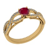 0.86 Ctw I2/I3 Ruby And Diamond 14K Yellow Gold Infinity Ring