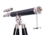 Chrome - Leather Griffith Astro Telescope 64in. with Black Wooden Legs