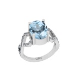 5.53 Ctw SI2/I1 Blue Topaz And Diamond 14K White Gold Engagement Ring