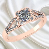 1.25 Ctw VS/SI1 Diamond Style Prong & French Set 14K Rose Gold Engagement Ring