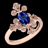 2.07 Ctw SI2/I1 Tanzanite And Diamond 14K Rose Gold Vintage Style Ring
