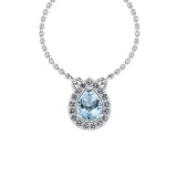 1.05 Ctw I2/I3 Blue Topaz And Diamond 10K White Gold Necklace