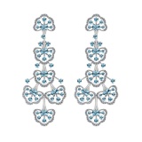 13.47 Ctw I2/I3 Blue Topaz And Diamond 10K White Gold Antique Style Earrings