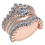 3.95 Ctw VS/SI1 Diamond 14K Rose Gold Antique Style Wedding Ring