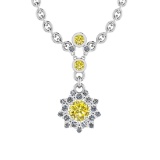 0.94 Ctw i2/i3 Treated fancy Yellow Diamond 14K White Gold Pendant Necklace