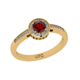 0.70 Ctw I2/I3 Garnet And Diamond 10K Yellow Gold Engagement Halo Ring