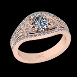 1.36 Ctw SI2/I1 Diamond 10K Rose Gold Vintage Style Engagement Ring