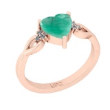 0.76 Ctw SI2/I1 Emerald And Diamond 14K Rose Gold Ring