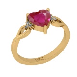 0.76 Ctw SI2/I1 Ruby And Diamond 14K Yellow Gold Ring