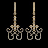 1.52 Ctw VS/SI1 Diamond 14K Yellow Gold Dangling Earrings