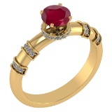 0.82 Ctw I2/I3 Ruby And Diamond 14K Yellow Gold Ring