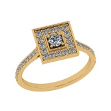 0.60 Ctw VS/SI1 Diamond 14K Yellow Gold Engagement Halo Ring