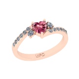 1.20 Ctw SI2/I1 Pink Tourmaline And Diamond 10K Rose Gold Ring