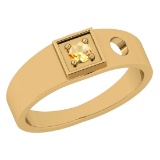 Certified 0.10 Ctw Citrine 10K Gold Solitaire Ring