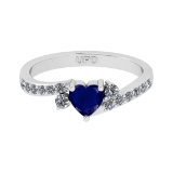 1.20 Ctw SI2/I1 Blue Sapphire And Diamond 14K White Gold Ring