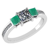 1.68 CtwSI2/I1 Emerald And Diamond 14K White Gold three Psc Ring