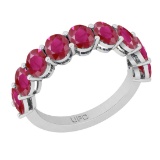 2.80 Ctw Ruby 14K White Gold 9 Stone Band Ring