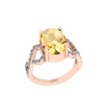 5.53 Ctw SI2/I1 Citrine And Diamond 14K Rose Gold Engagement Ring