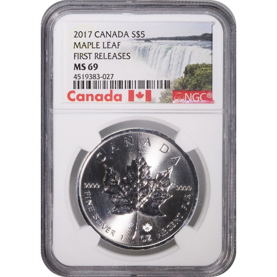 Certified 2017 Silver Maple Leaf 1 oz MS69 NGC