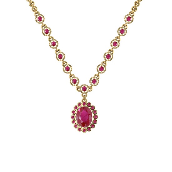 3.55 Ctw Ruby 14K Yellow Gold Necklace