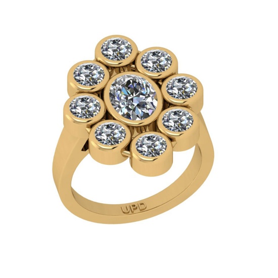 2.70 Ctw I2/I3 Diamond Style Bezel Set 14K Yellow Gold Anniversary Ring