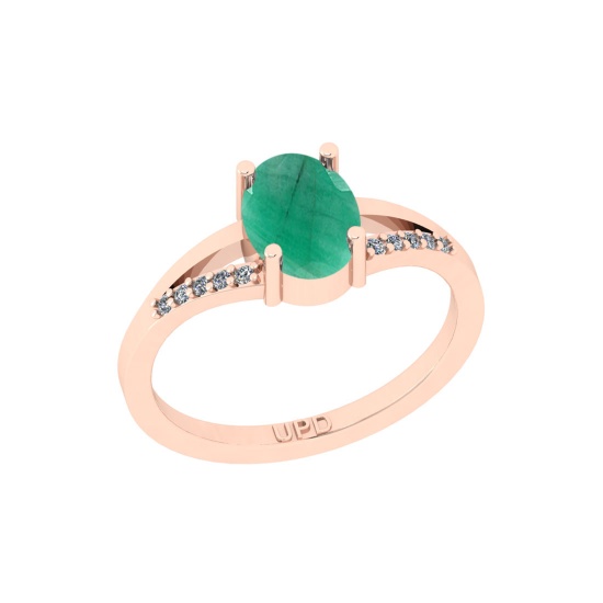 1.06 Ctw I2/I3 Emerald And Diamond 14K Rose Gold Ring