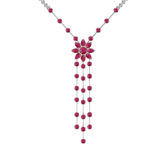 10.75 Ctw Ruby 14K White Gold Necklace