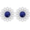 Certified 0.90 Ctw Blue Sapphire 18K White Gold Stud Earring