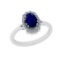 0.91 Ctw SI2/I1 Blue Sapphire And Diamond 14K White Gold Cocktail Ring