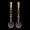 0.82 Ctw I2/I3 Amethyst And Diamond 14K Yellow Gold Lever Lock Earrings