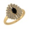 1.15 Ctw I2/I3 Treated fancy Black And White Diamond 14K Yellow Gold Vintage Style Ring