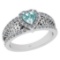 0.98 Ctw SI2/I1 Aquamarine And Diamond 14k White Gold Ring