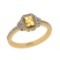 0.60 Ctw SI2/I1 Citrine And Diamond 10K Yellow Gold Engagement Halo Ring