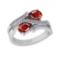 1.70 Ctw SI2/I1 Garnet And Diamond 10K White Gold Wedding Ring